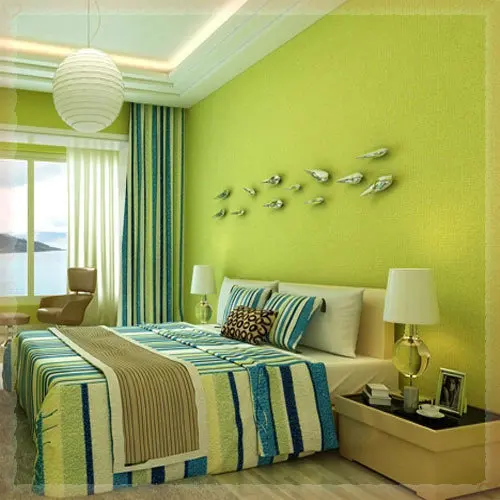 Vinyl Wallpaper Lemon Green for Living Room Bedroom Home Decor European