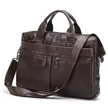 Акция, винтажная кофейная натуральная кожаная сумка, мужские сумки-мессенджеры из воловьей кожи, портфели на плечо, портфель для ноутбука J7122