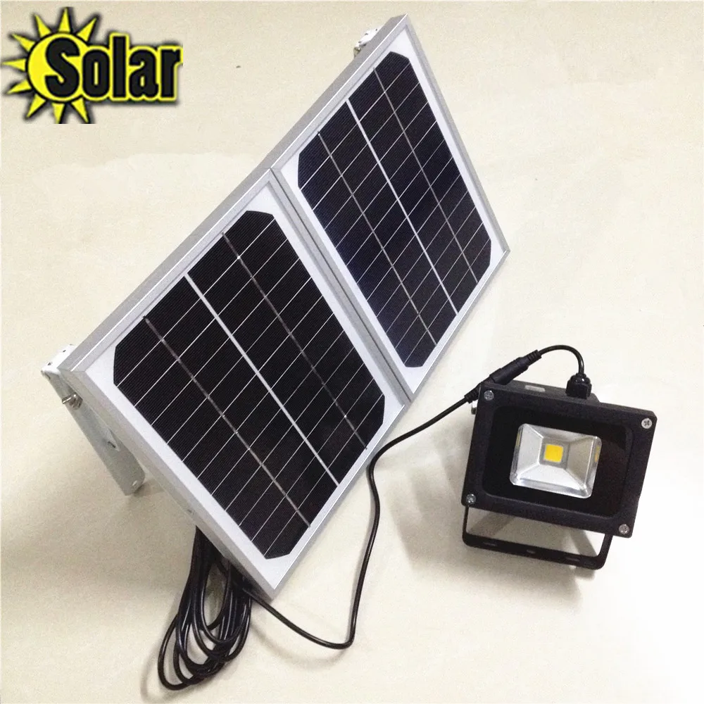 

2 *6W Solar Panels 10W LED Solar Ourdoor Lighting Sensor Spotlight Wall Lamp Floodlight Outdoor Emergency Flood Light
