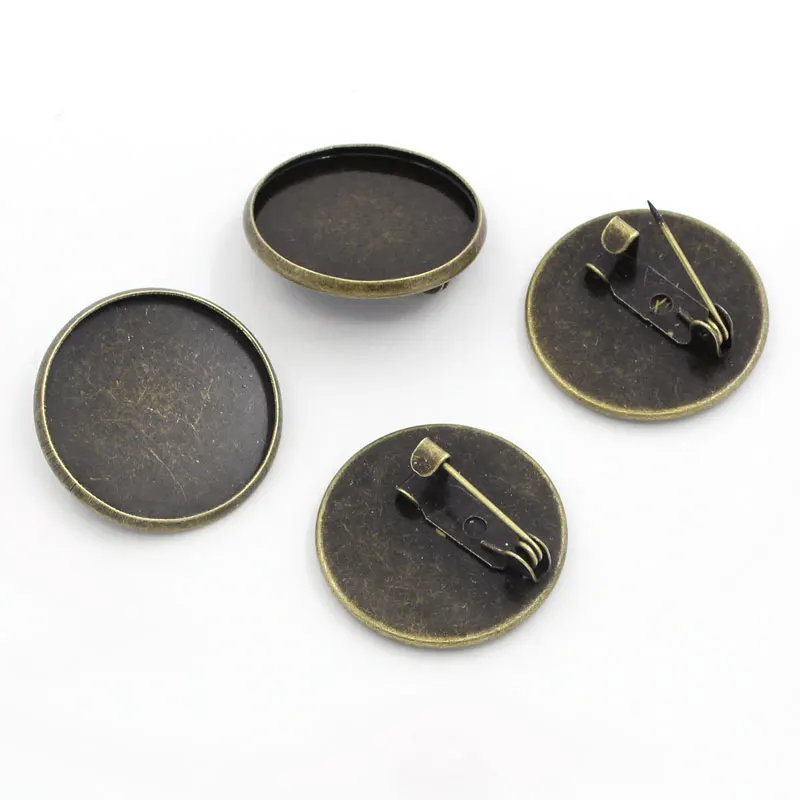 500Pcs Wholesale Retro Bronze Tone Round Setting Safety Pins Back Pin