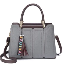 Женская сумка, женская кожаная сумка, сумка через плечо, женская сумка на плечо, подвеска с кисточкой, пэчворк, винтажные заклепки, повседневные сумки, большие