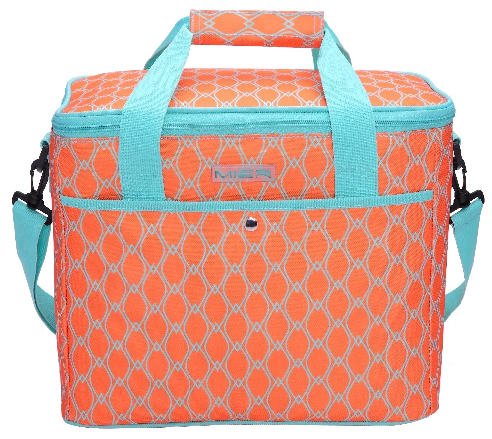Bolsa de Piquenique para Mercearia Viagem de Estrada Mier Grande Refrigerador Macio Isolado Praia Carro Cor Laranja Brilhante 18l