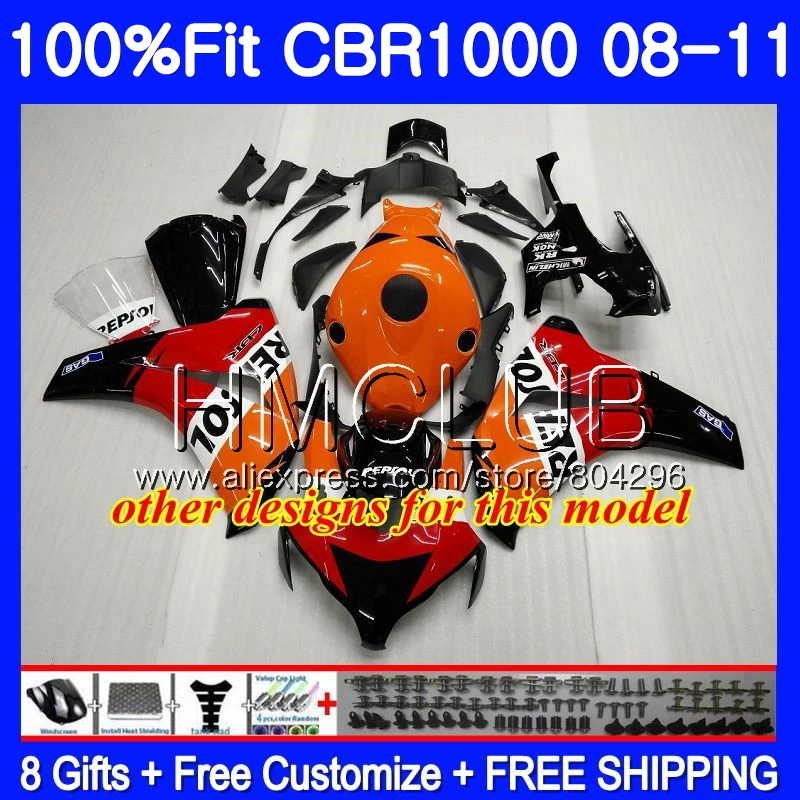 Литые изделия для Honda CBR1000 RR CBR 1000RR 08 09 10 11 70HM19 CBR 1000 RR CBR 1000RR 2008 2009 2010 2011 обтекатель комплект желтого и черного цвета