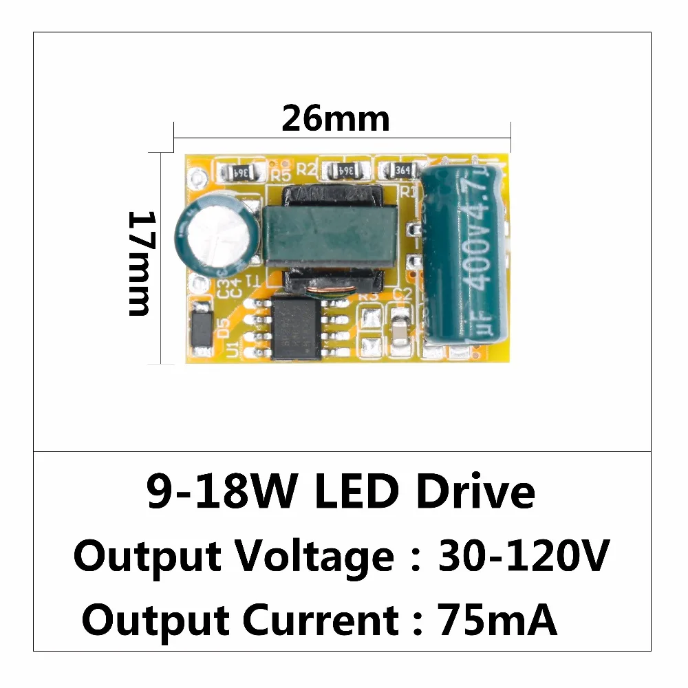 

LED Driver 9W-18W Power Supply Constant Current 75mA-250mA Automatic Voltage Control Lighting Transformers For LED Lights DIY