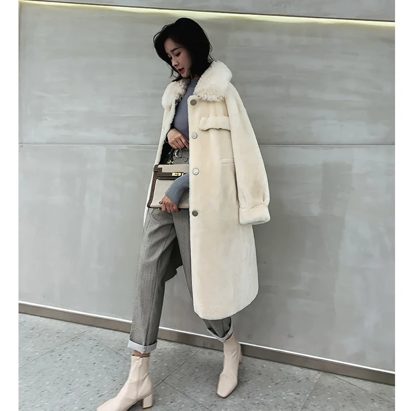

Winter Coat Women Sheep Shearing Real Fur Coat Women Warm Long Jacket for Womens Clothing Abrigos Mujer Invierno 2019 ZT02 YY754