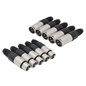 

THGS 10Pcs 3 Pin XLR Solder Type Connector 5 Male + 5 Female Plug Cable Connector Microphone Audio Socket