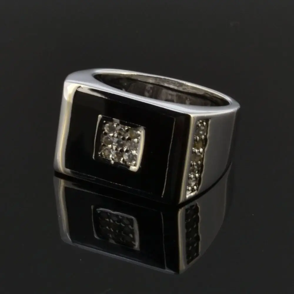 Чистое серебро черный огранка кольцо для мужчин Cool Ox Totems брелоки в стиле стимпанк ювелирные изделия Винтаж подарок