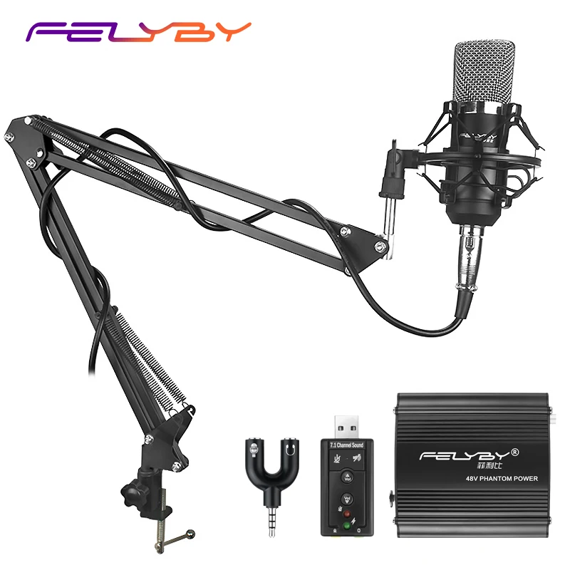 FELYBY Новый BM700 ёмкостный микрофон профессиональный KTV караоке студия поддержка