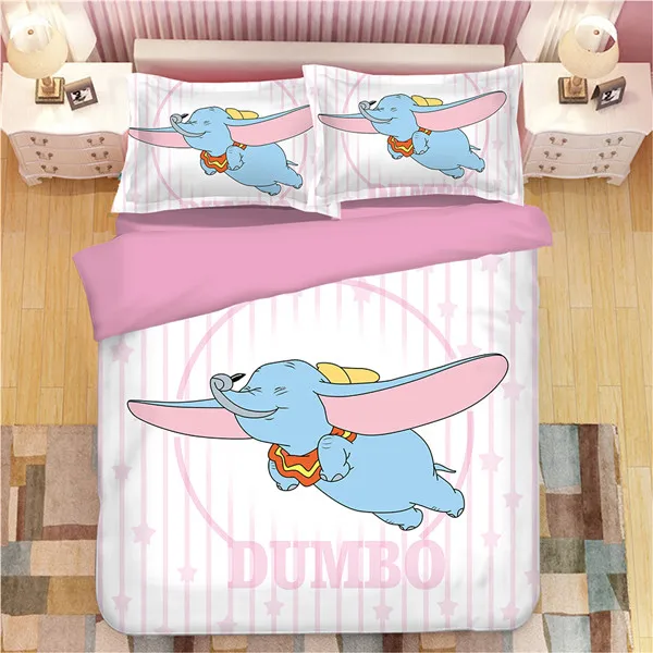 New Cartoon Dumbo Pattern Bedding Set Boy/Girls Baby Single Twin king Kids Duvet Cover Set Pillowcases queen blanket cover - Цвет: style 3