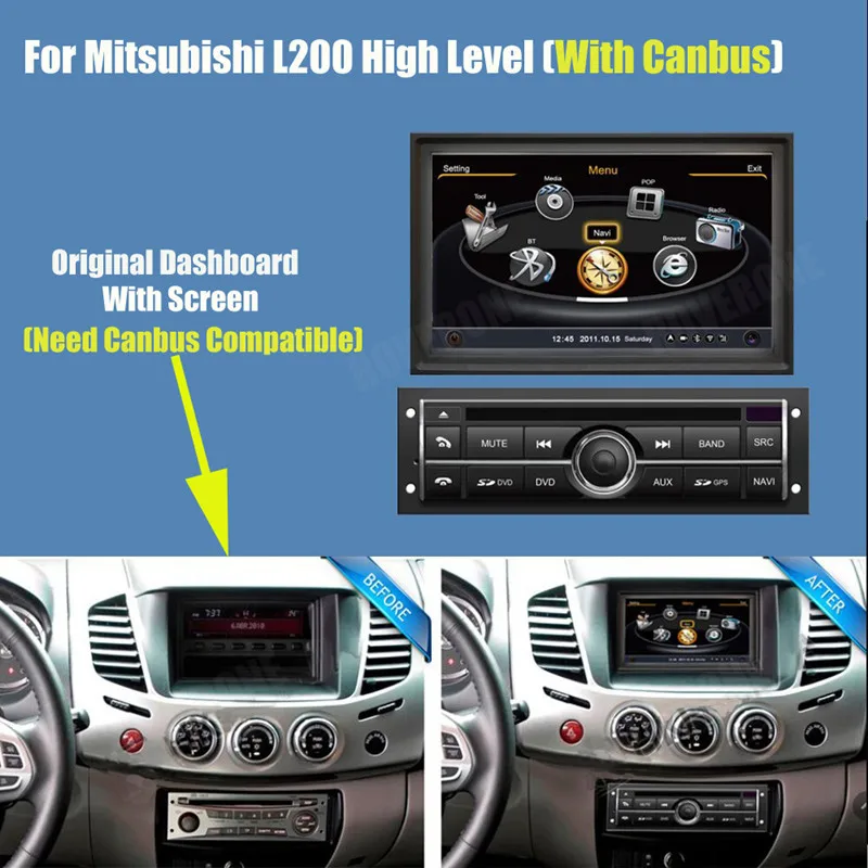 Для Mitsubishi Triton L200 Pajero Sport 2011- Android 8,0 Автомобильный мультимедийный Стерео Радио DVD gps аудио/ OBD и камера - Цвет: With Canbus