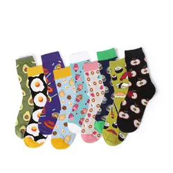 2019 хлопок милый фруктовый принт женские носки удобные длинные Красочные забавные Женские носочки для девочек Разноцветные Повседневные