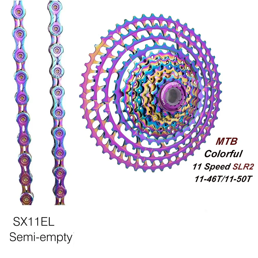 11 скоростей MTB Groupset 11-50 T красочная кассета SLR2 велосипедная обгонная муфта и SX11EL цепь цветов радуги 11 S велосипед группа набор велосипедных частей - Цвет: 11S 50T Set