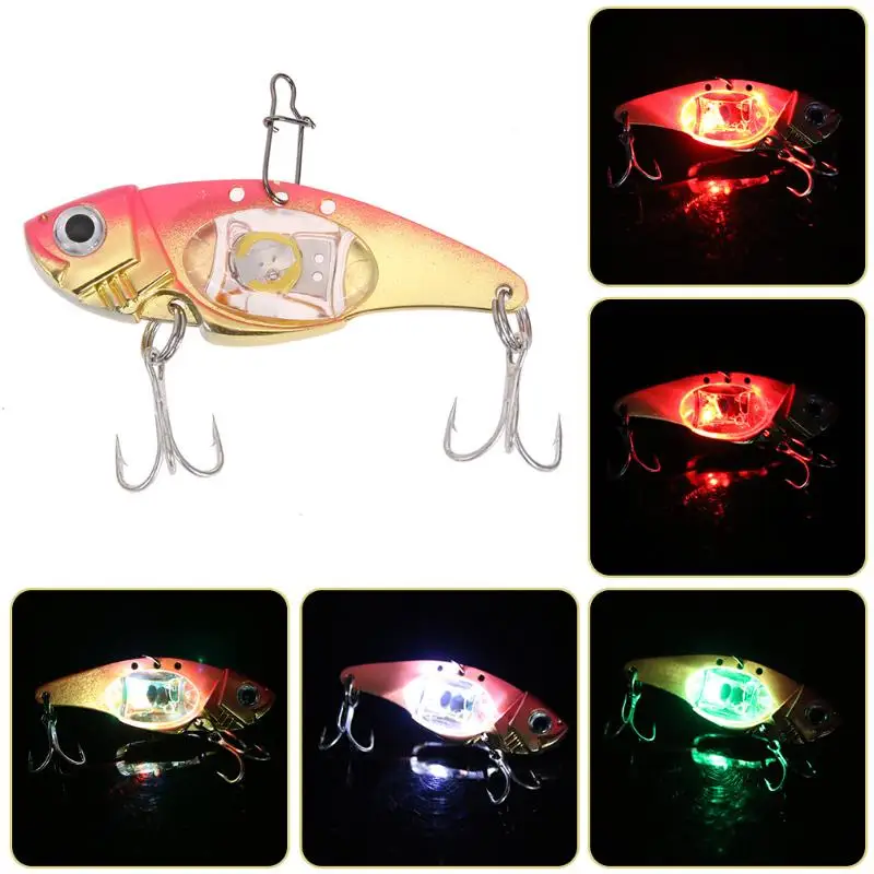 80mm Luminous Fishing Lures Underwater LED Light Electronic Stainless Steel Fishing Lure Bait