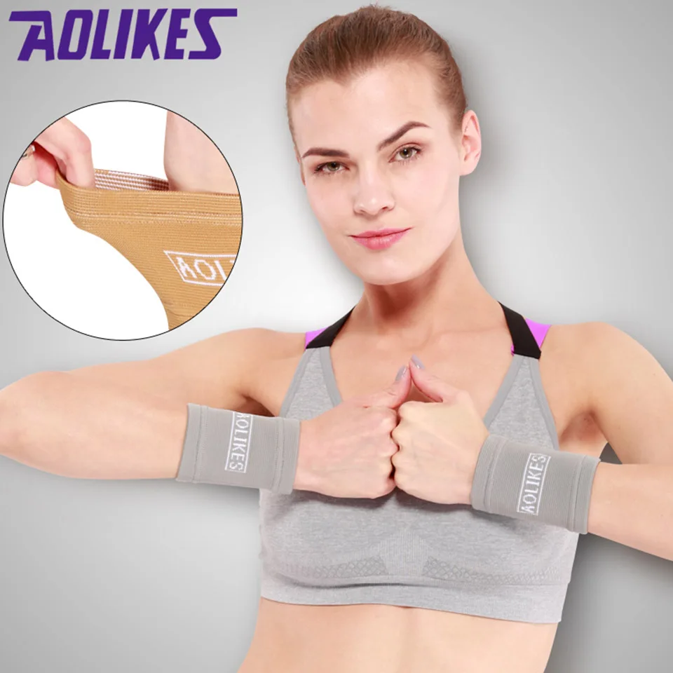 Aolikes 1Pair Sports Wrist Band Wrist Support Brace Sweatband Guard Sport Tennis Squash Badminton GYM Hand Wristband Protector