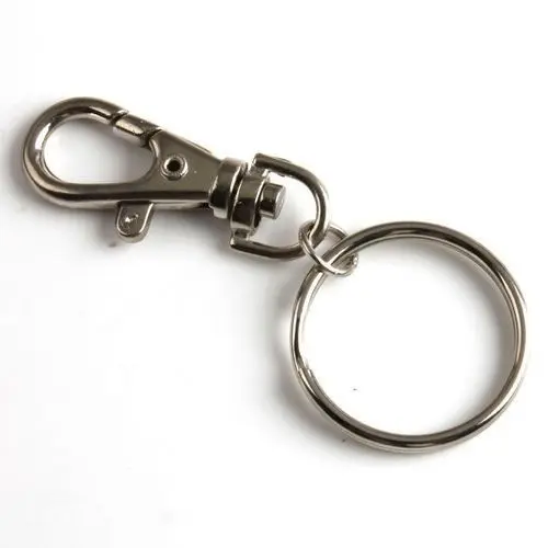 

50pcs Ancient Sliver Lobster Clasp Round Keyring Chain & Ring Charm