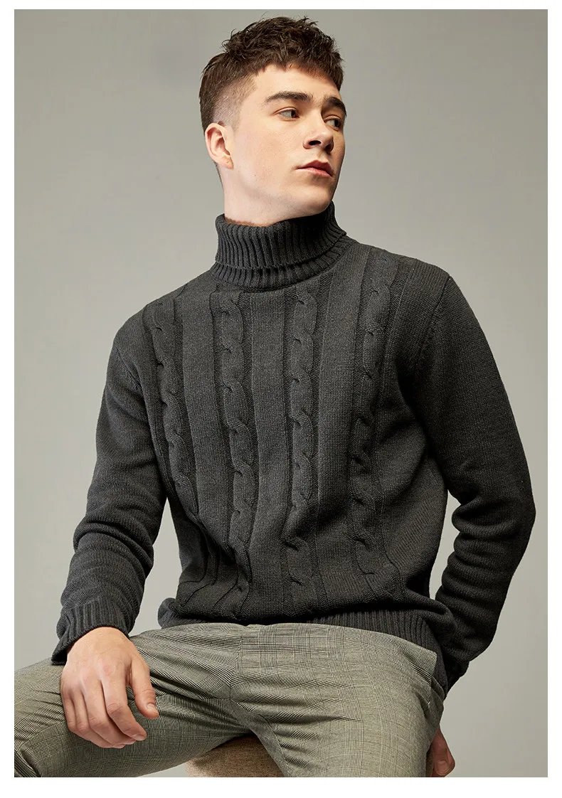 2019 Sweater Men Women Thick Cable-Knit Turtleneck Men Pullover Swaeters Autumn Winter High Quality Couples Sweater Male Female 08