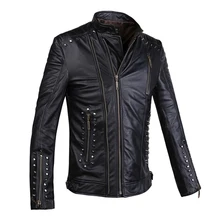 Leather Jacket genuine Sheepskin Jacket Mens Black leather Jacket Men’s coat 9912