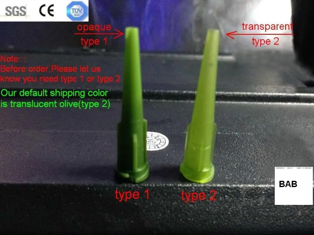 100 шт/партия 14GA оливковый TT полиэтилен высокой плотности UV smooflow конический наконечник для 1,2" наконечник выдача жидкости иглы