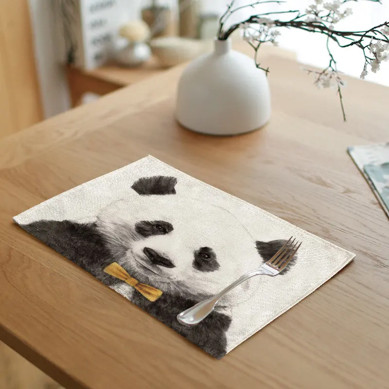 42*32 см, Китайская панда-Боксер, напечатанные скатерти для свадебной вечеринки, скатерть для стола, льняные салфетки обеденные, домашний текстиль - Цвет: 4