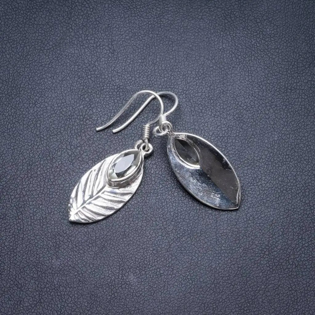 

Natural Green Amethyst Handmade Unique 925 Sterling Silver Earrings 1.5" Y2642