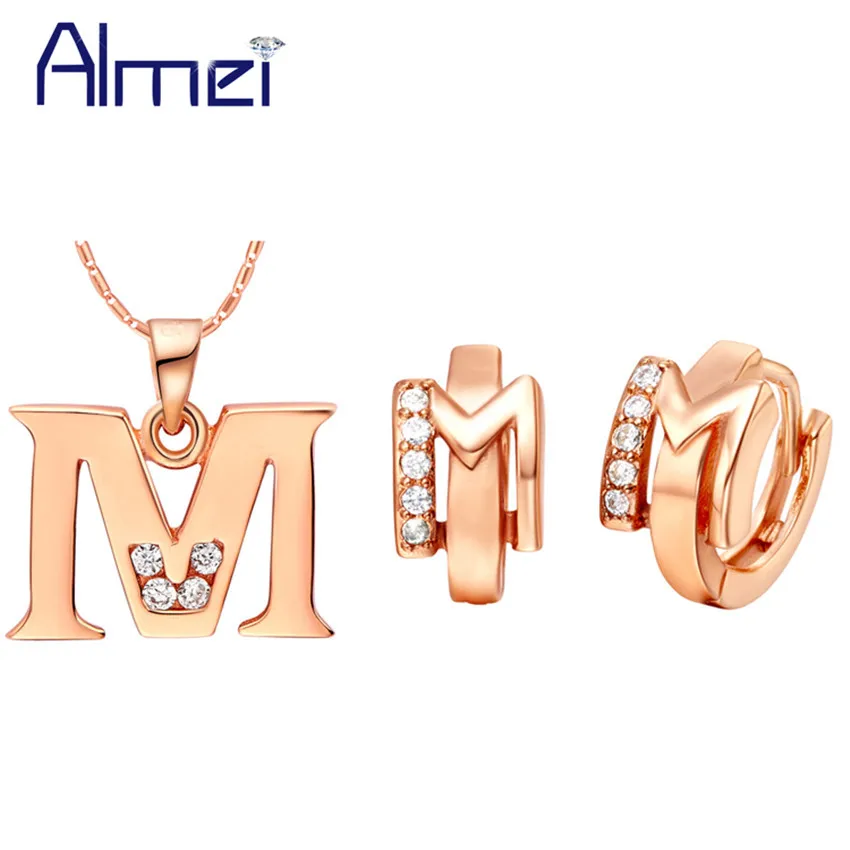 Женские Ювелирные наборы Almei с буквами A B C D E F G H I J K L M N O P Q R S T U V W X Y Z цвета