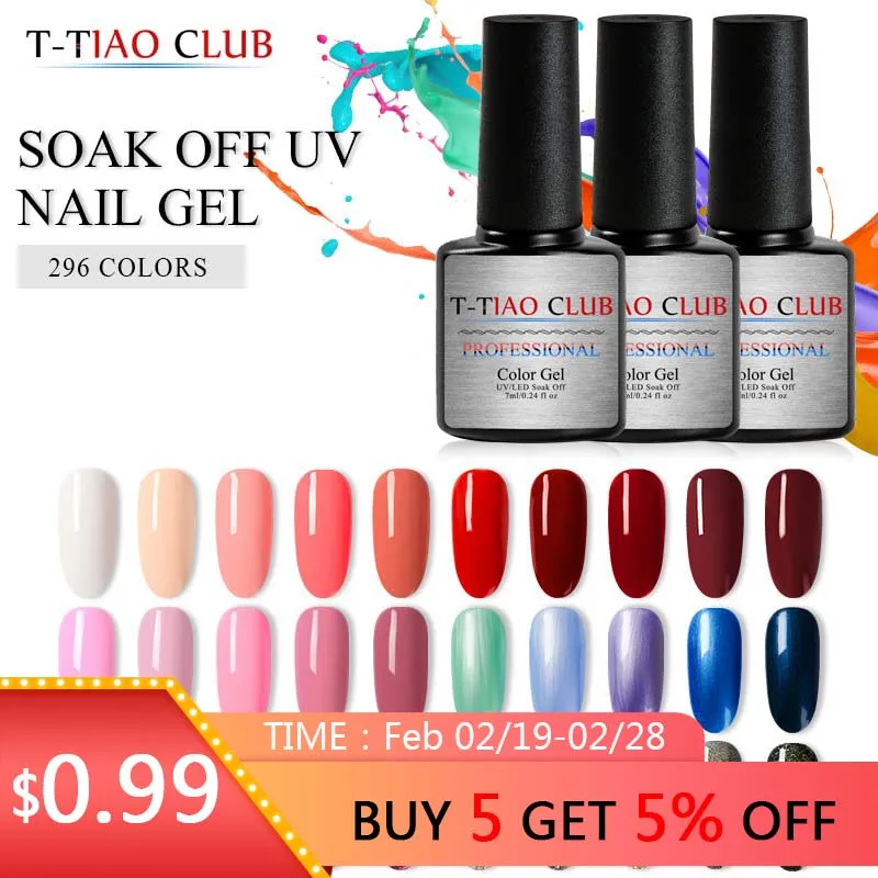 

T-TIAO CLUB Glitter Pure Series Gel Nail Polish 296 Colors Laser Uv Gel Nail Polish Semi Permanent Nail Art Manicure Gel Lacquer