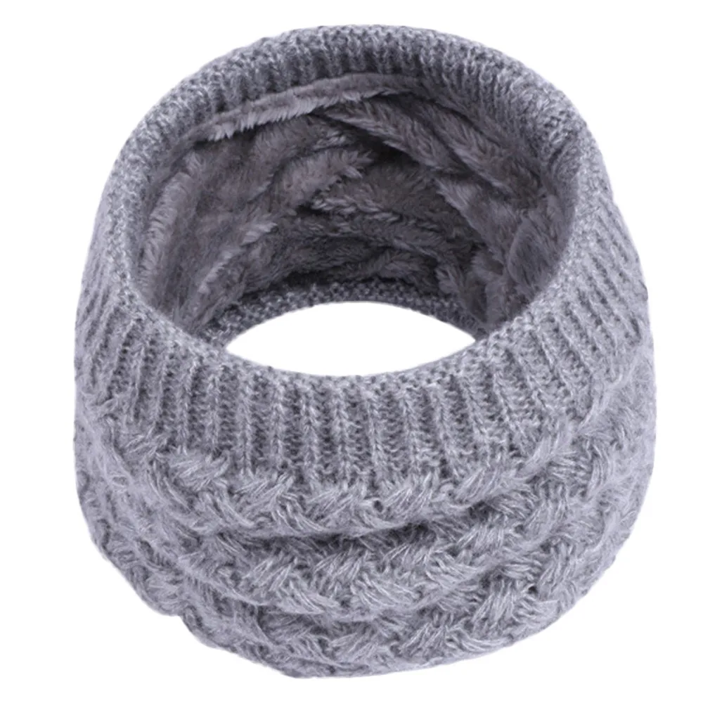 Детские зимние теплые вязаные шарфы с кольцом, плотные очень эластичные вязаные шарфы для мальчиков и девочек