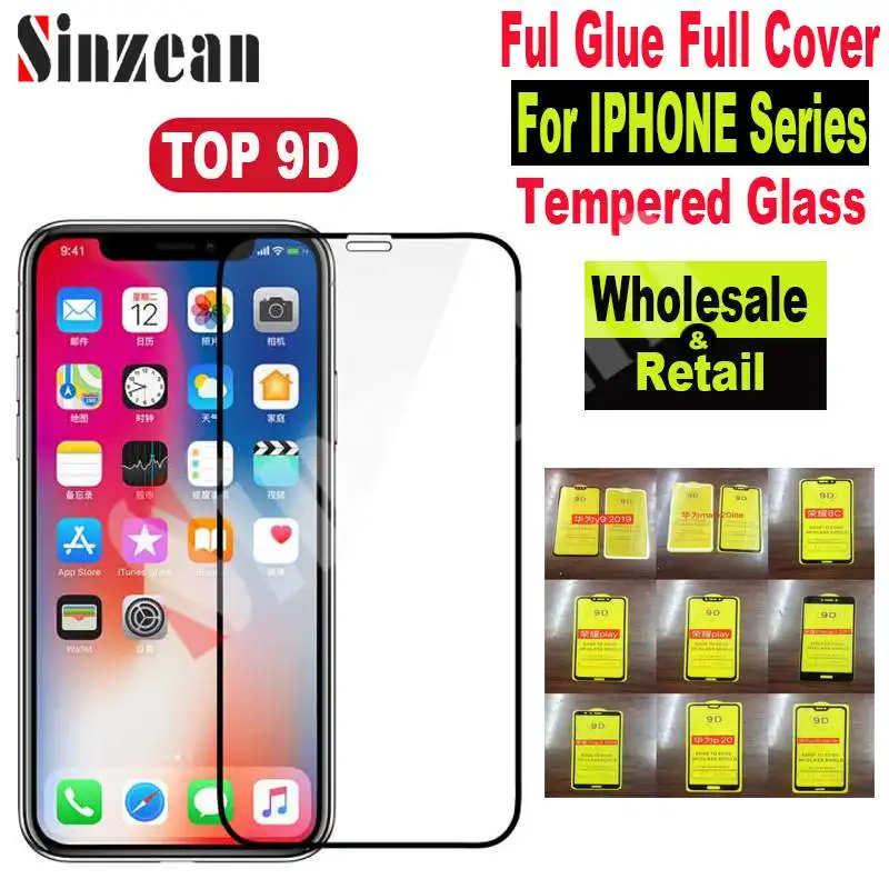 

Sinzean 100pcs For IPHONE 11、7/8 Plus/XS MAX/XR 2.5D Full Cover Tempered Glass 6D/9D Full Glue Screen Protector Film(Wholesale)