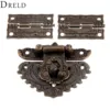 DRELD Antique Bronze Furniture Hardware Box Latch Hasp Toggle Buckle + 2Pcs Decorative Cabinet Hinges for Jewelry Wooden Box ► Photo 1/6