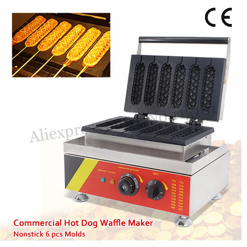 Французский Hot Dog вафель 1500 Вт Нержавеющая сталь Muffin hotdog Лолли вафельные машины