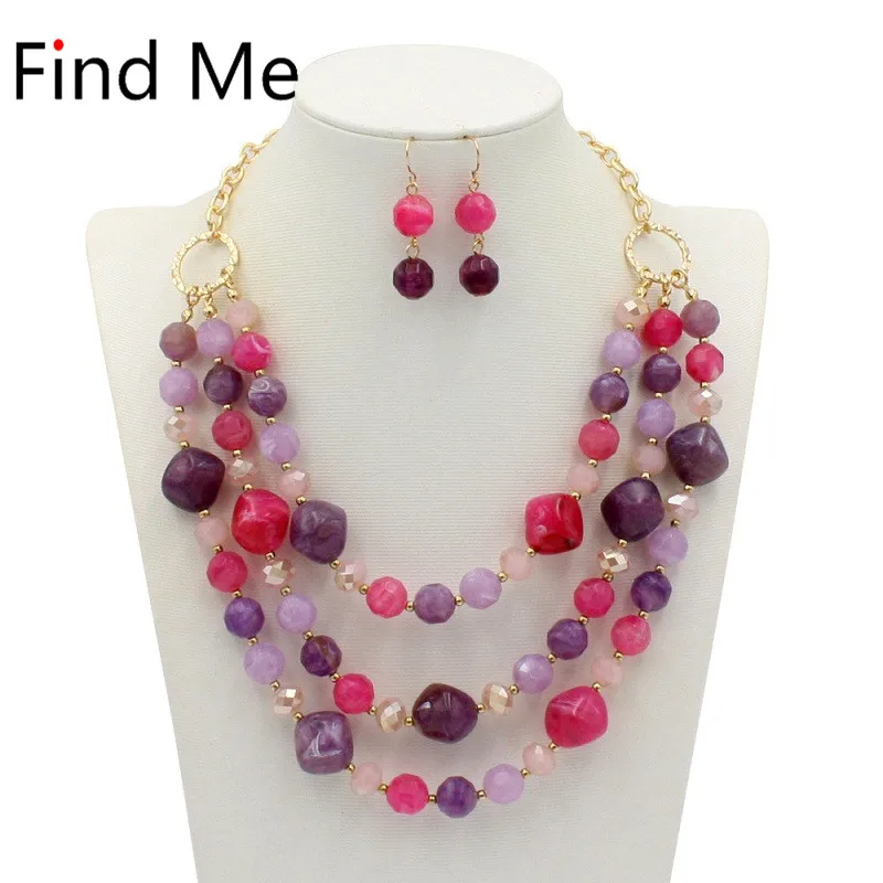 

Find Me 2019 new multilayer acrylic long tassels collar choker necklace vintage bead statement necklace women Jewelry wholesale