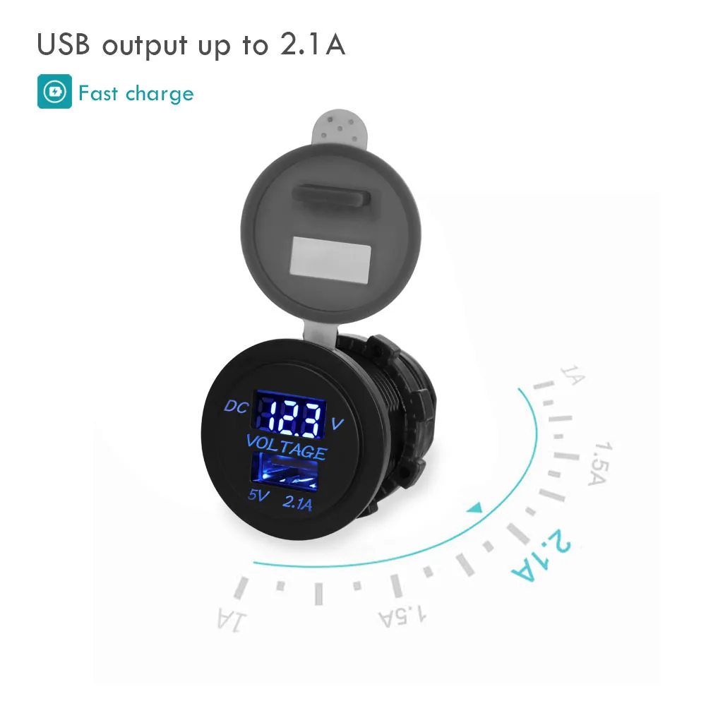 Powstro 5 فولت 2.1a منافذ usb شاحن سيارة عرض سيارة مركبة مقبس الطاقة محول الجهد والتيار للماء لشحن الهاتف