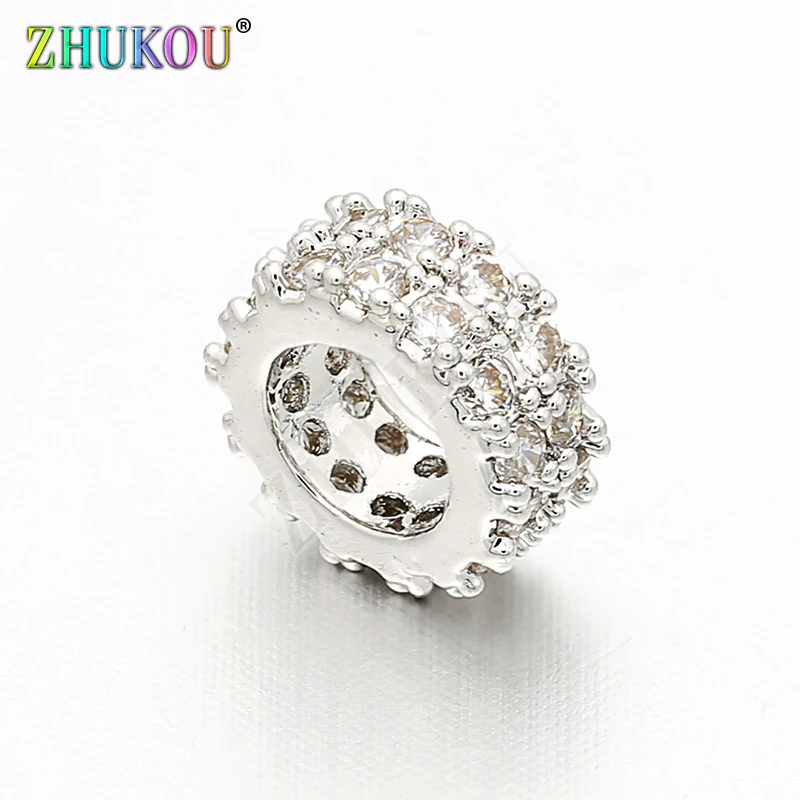 

7mm Fashion Brass Cubic Zirconia Spacer Beads DIY Jewelry Bracelet Necklace Making, Model: VZ96