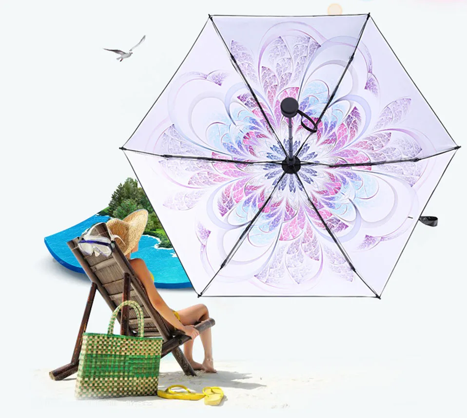 Анти-УФ карманный мини зонтик от дождя женский Ветрозащитный прочный 5 складных солнцезащитных зонтов портативный Солнцезащитный Женский Зонтик для девочек