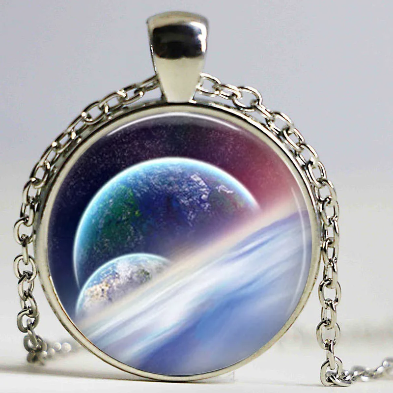 Free shipping Hot Fashion Cosmic Necklace,Astronomy Geek Jewelry,Space Star Nebula Art Glass Dome Pendant Necklace