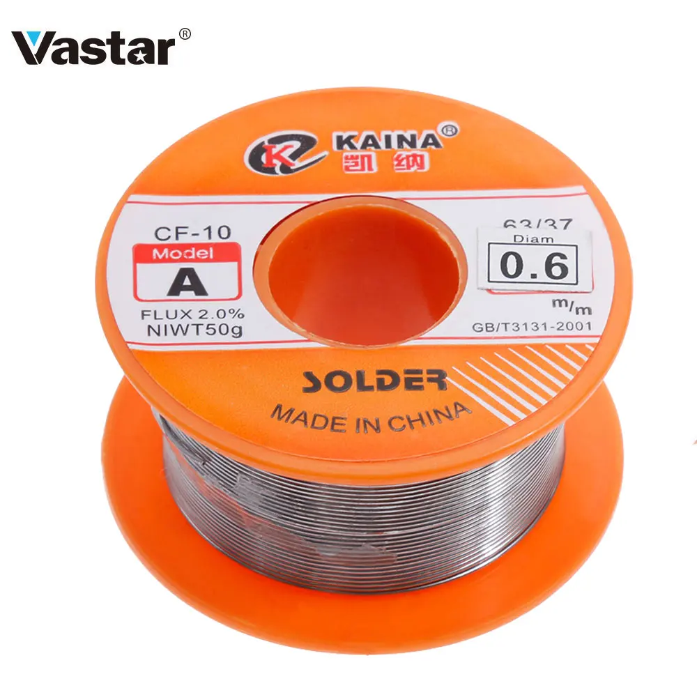 Vastar 0.6/0.8/1/1.2/1.5MM 63/37 FLUX 2.0% 45FT Tin Lead Tin Wire Melt Rosin Core Solder Soldering Wire Roll