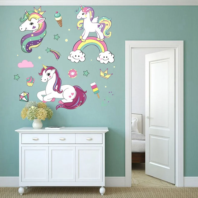 Мультфильм Фламинго наклейки на стену DIY настенные с животными для детской