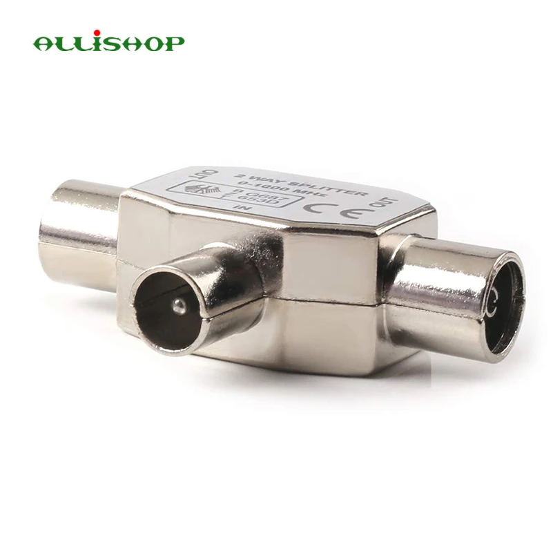 

Male To Two Female TV Aerial Coaxial connector plug jack T/F Type Antenna distributor for TV/T adapters Coaxial coupling