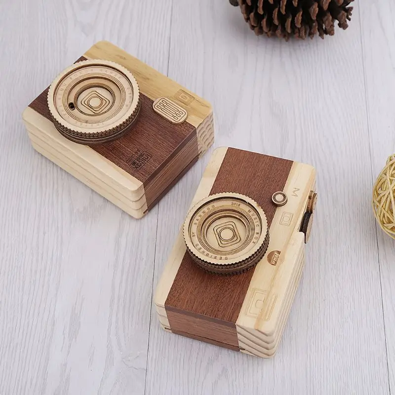 1 Pc Kids Adult Wooden Music Retro Camera Design Classical Melody Birthday Home Decoration Toys for Boys Girls #BW15#
