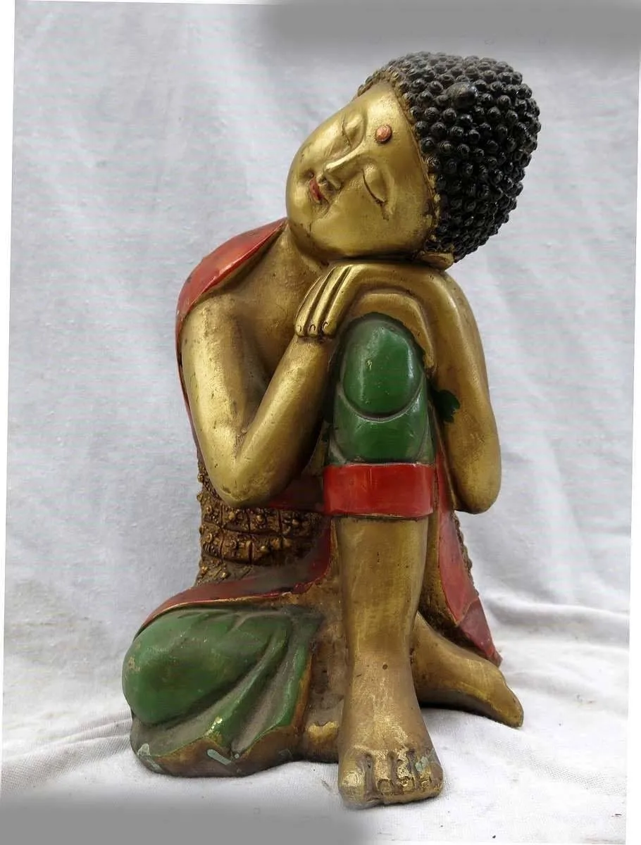 

10" Tibet bronze gild carved Buddhism wisdom meditate buddha Sculpture Statue