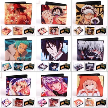 

Anime leather wallet ONE PIECE Black Butler Sword Art Online Pokemon Rem Ram Purse short billfold Holder Layers cartoon Handbag