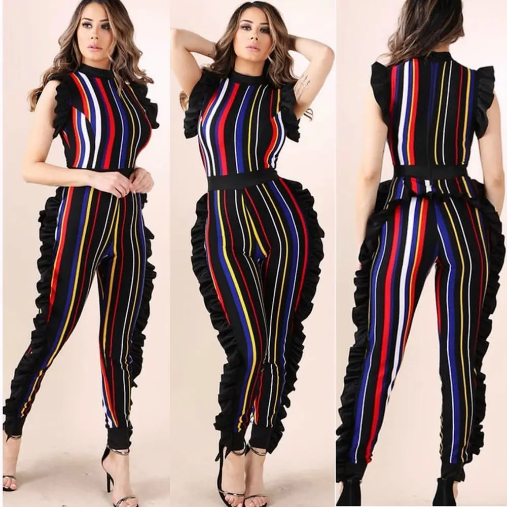 2018 модные женские туфли Весна Vestidos Комбинезоны Сексуальная Повседневное полосы