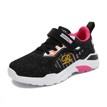 

2019 New Style Girls Sneakers Flyknit Mesh Breathable Running Shoes for Kids Hollow Out Children's Sport Shoes Walking Outdoor
