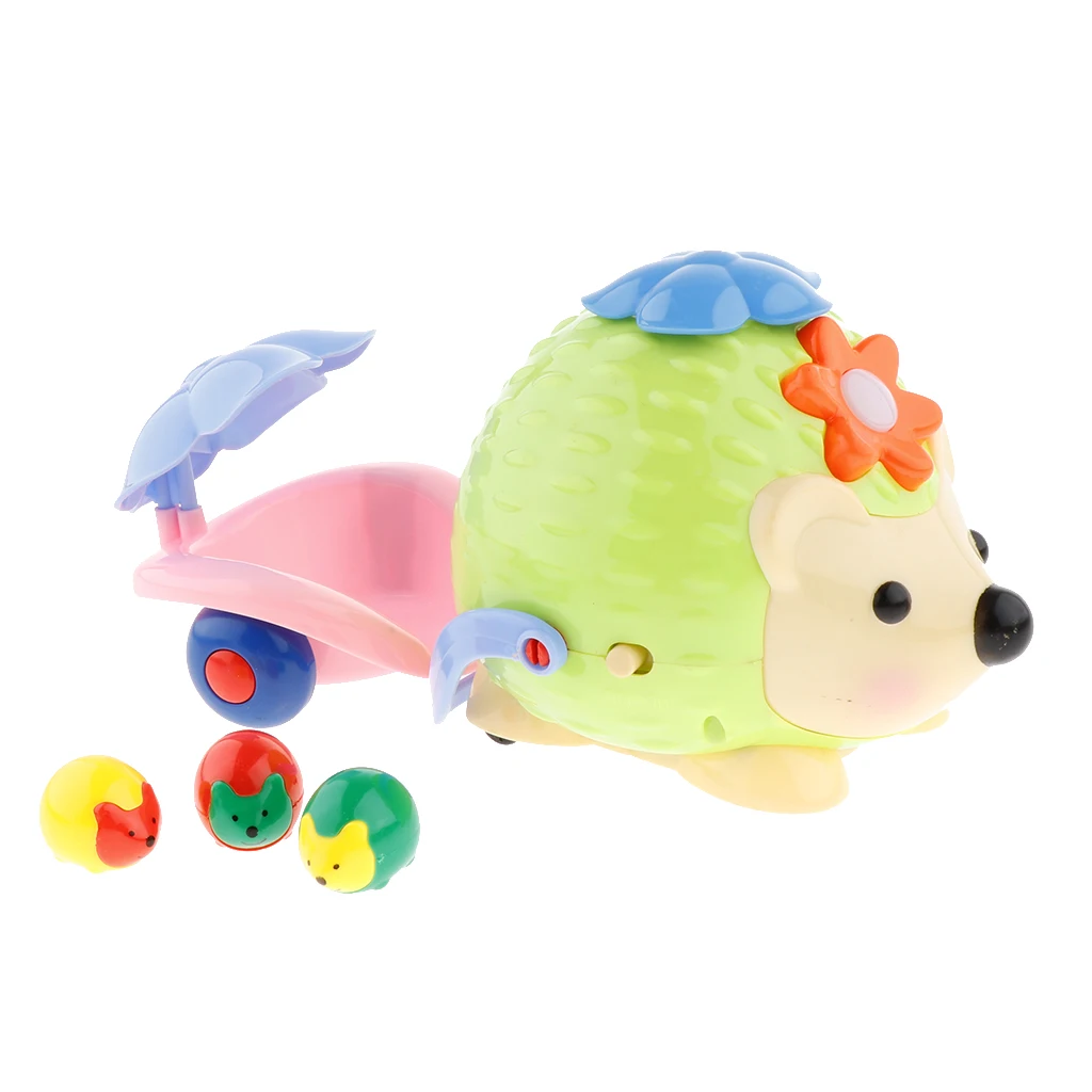 Electric Hedgehog Laying Eggs with Flashing Light & Music Toys Car Baby Early Educational Game Gift bumps change directions
