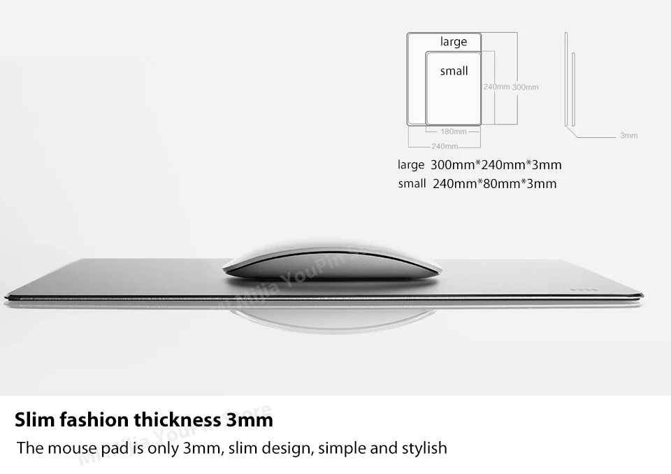 Xiaomi MI Original Metal Aluminum Alloy Slim Mouse Pad PC Computer Laptop Mouse Pads Anti-skid 3002403mm2401803mm (5)