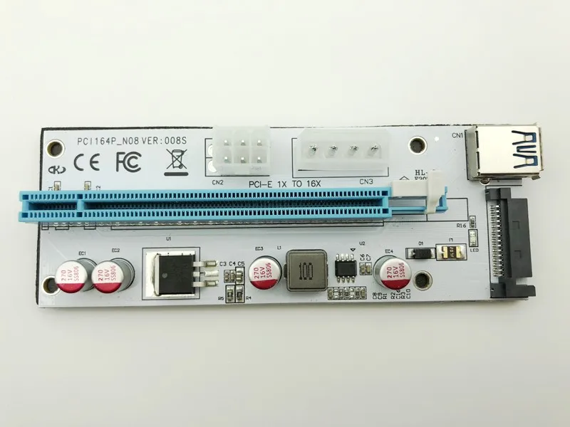 3 в 1 4pin плата molex pci e riser 008 6pin sata 60 см pcie 1x к 16x express card для antminer bitcoin miner|Компьютерные