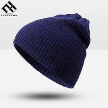 Evrfelan, модные вязаные зимние шапки для женщин, Skullies Beanies, толстые теплые мужские шапки, унисекс вязаная зимняя шапка для женщин и мужчин