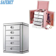SAFEBET Luxury Glass Jewelry Storage Box Makeup Storage Drawers Organizer High end Home Decorations Jewelry Containers