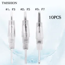 10 шт Одноразовые стерилизованные иглы для татуажа, Перманентный макияж F3/F5/F7, подводка для бровей, губ, картридж для татуажа, вращающаяся микроигла