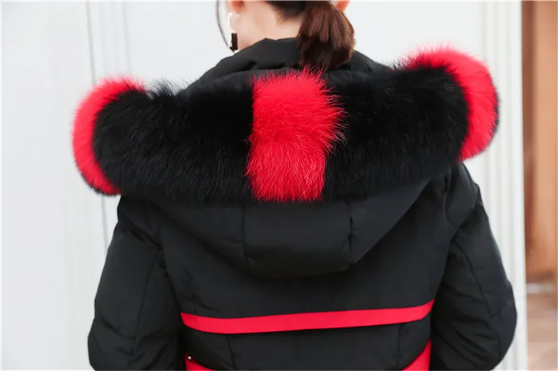 Clearance New Winter down jacket women Lengthen parka Fox big fur collar Hooded coat female Plus size Thicken high quality down coats 2199 24